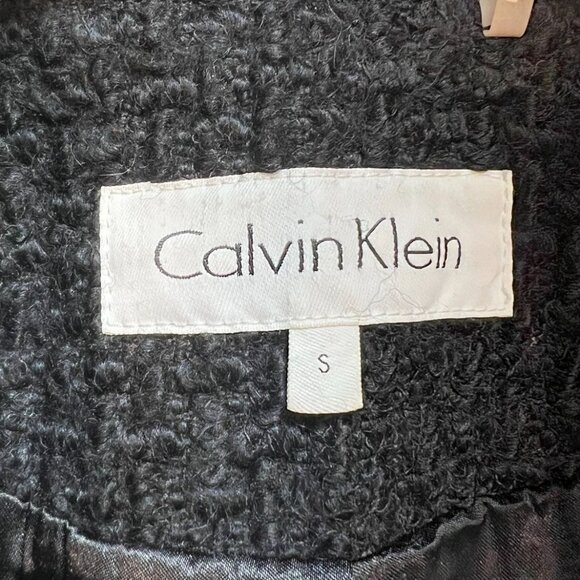 Calvin Klein Womens Basketweave Wool Double Breasted Peacoat Belted Size S Black - Picture 3 of 12